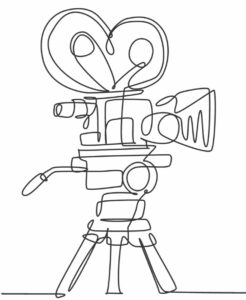 single-continuous-line-drawing-retro-old-classic-video-recorder-vintage-analog-cinema-maker-item