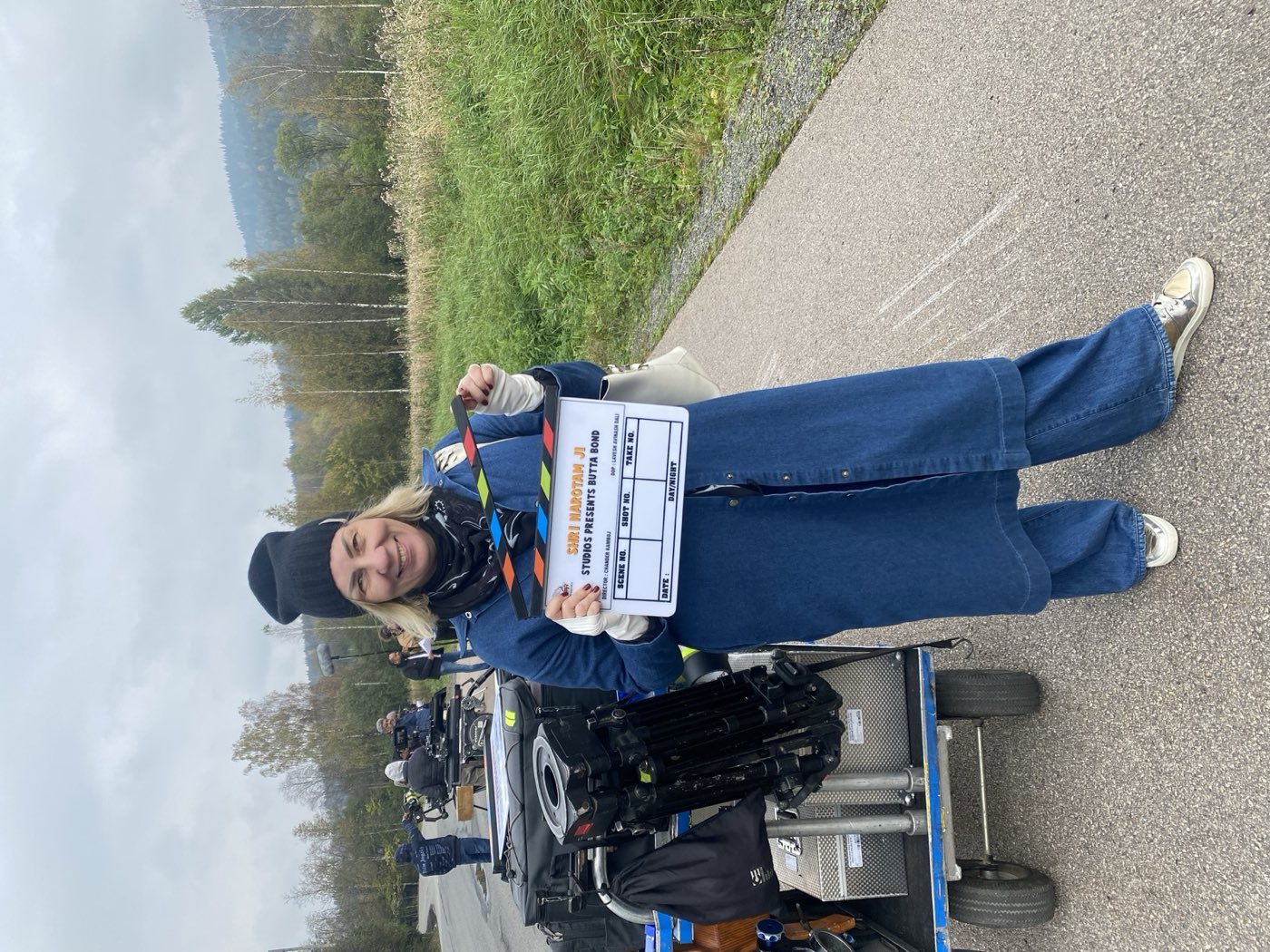 Clapperboard reading Shri Narotam Ji Studios presents Butta Bond on location in Norway, September 2024